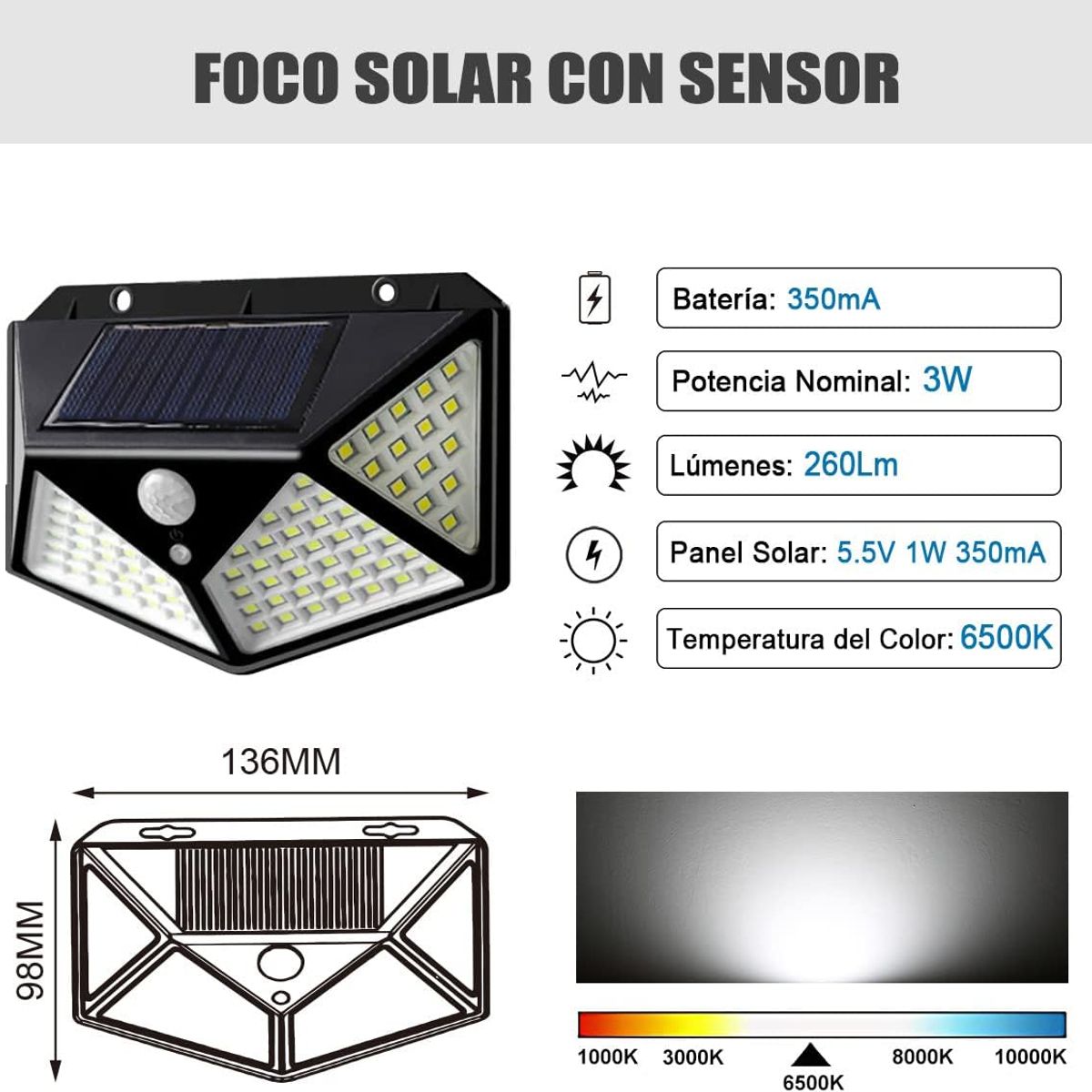 ANENG - Luz Solar Lamparas Exterior con Sensor de Movimiento 2  Paquete IP65