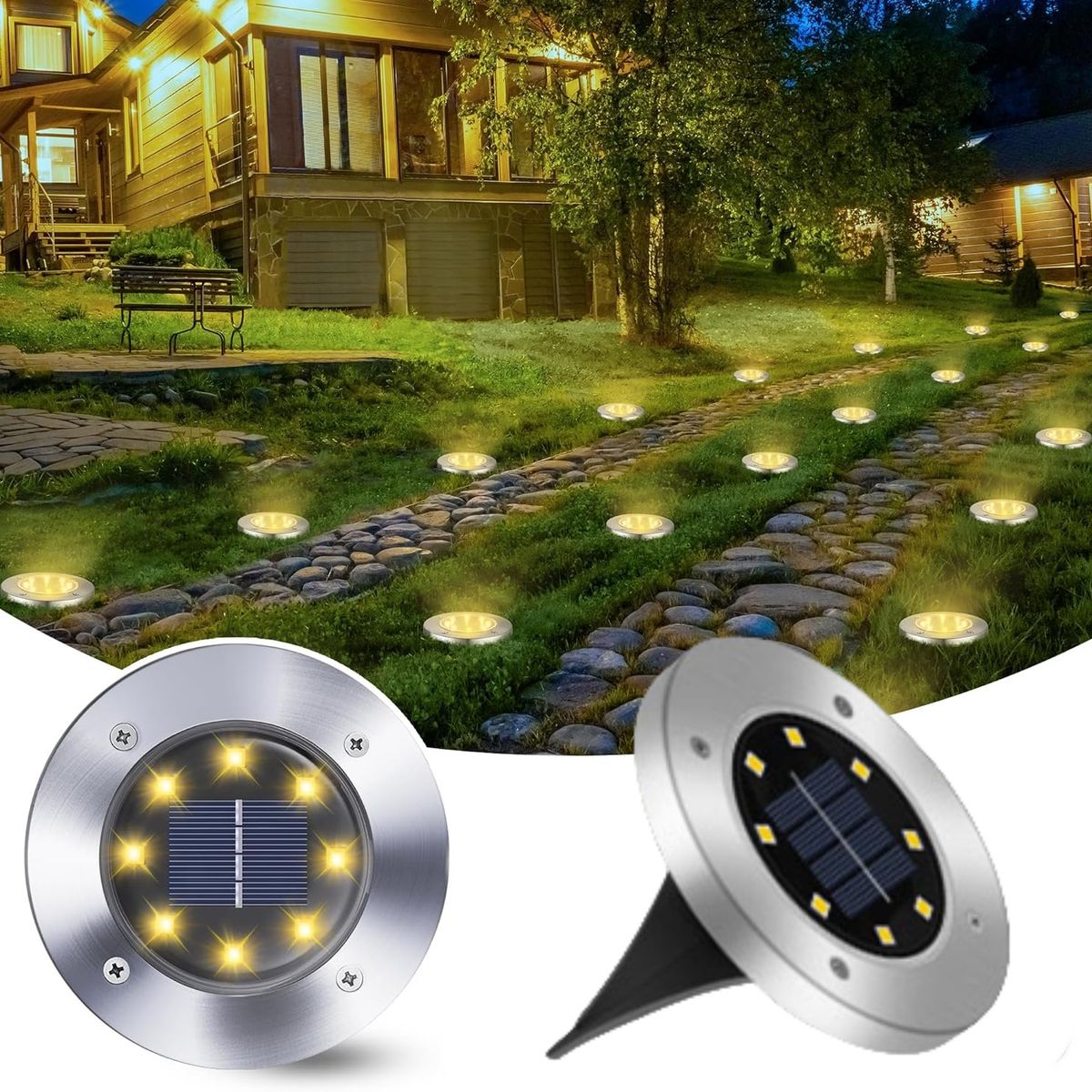 ANENG - 1pcs 8 LEDs Luces Solares Tierra Lamparas Exterior Jardín