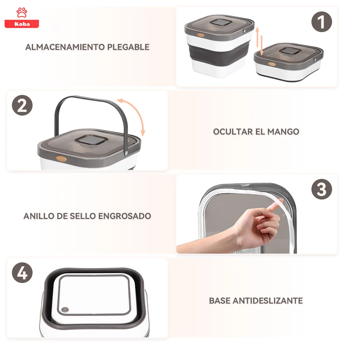 KOBA - Contenedor Alimento Mascota Perros Hermetico Expandible 10kg