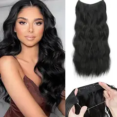 GENERICO - Peluca Natural De Moda Para Mujer De 50cm Con 4 Clips-Negro