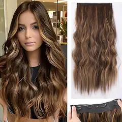 GENERICO - Peluca Natural De Moda Para Mujer De 50cm Con 4 Clips-Marrón