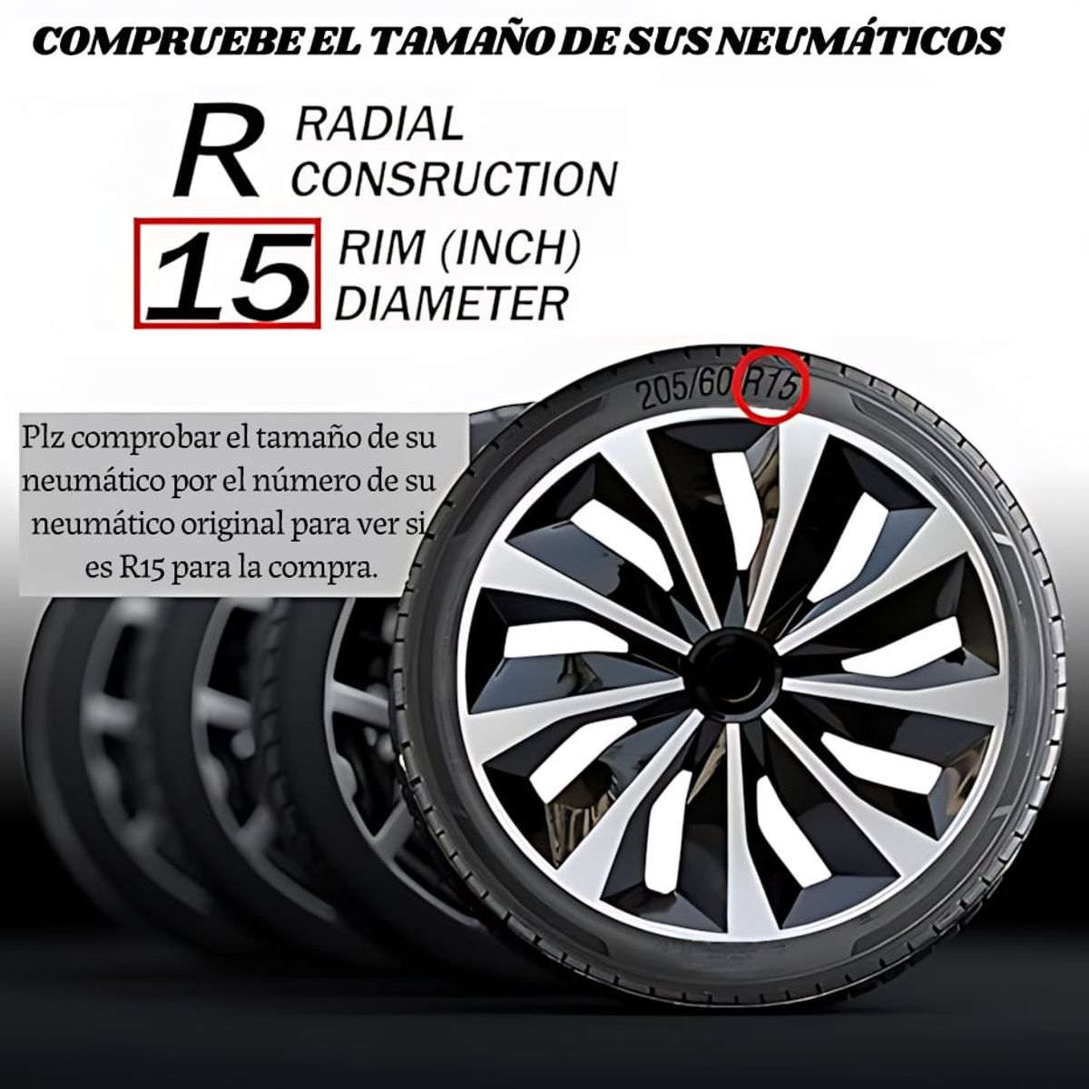 GENERICO - 4 Alta Calidad Tapas De Rueda Aro 15 Pulgadas Universal