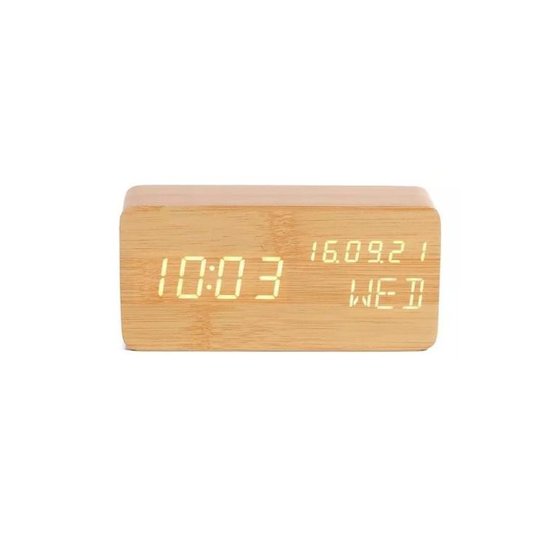 GENERICO - Despertador digital reloj madera reloj escritorio led
