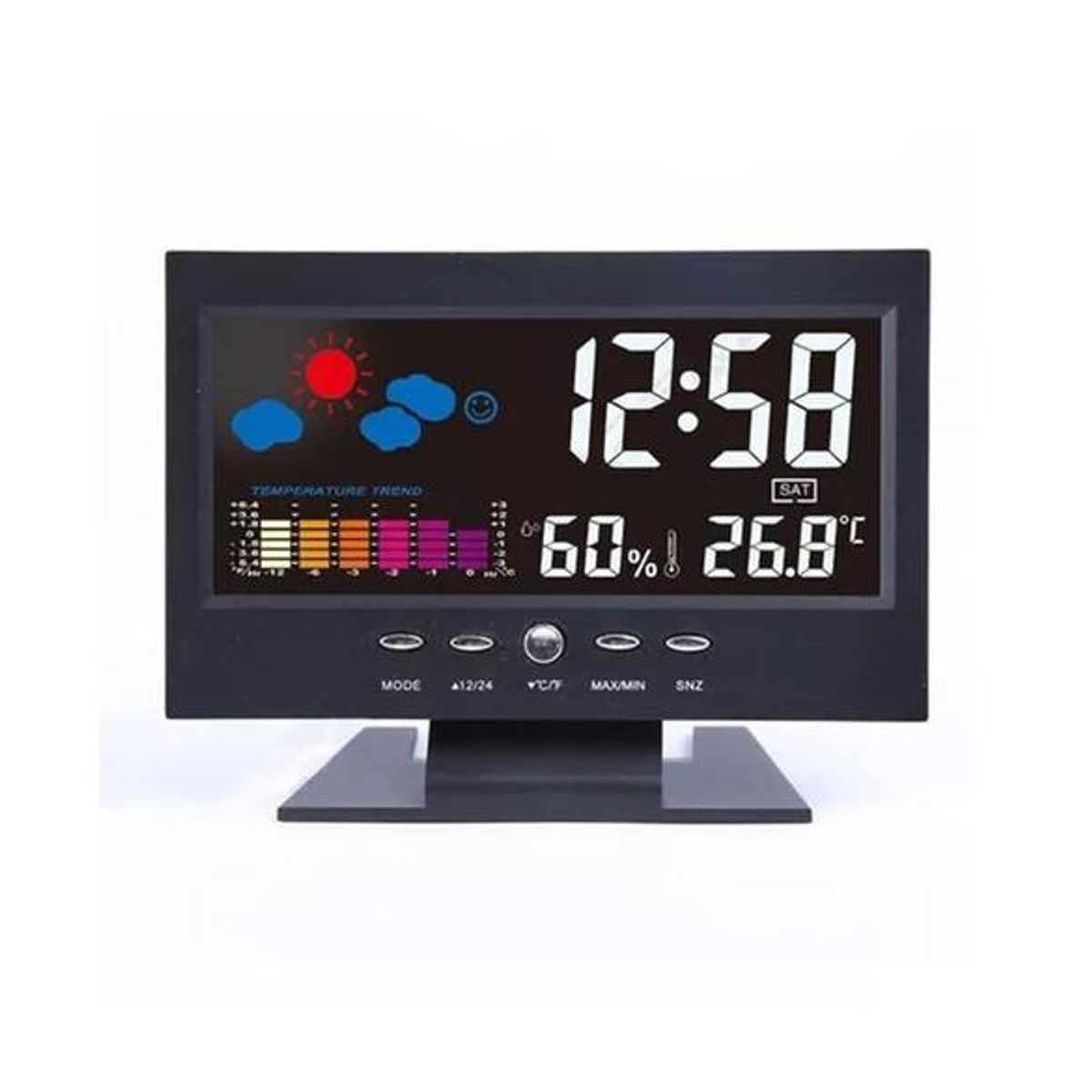 GENERICO - Reloj despertador lcd a luz temperatura color negro