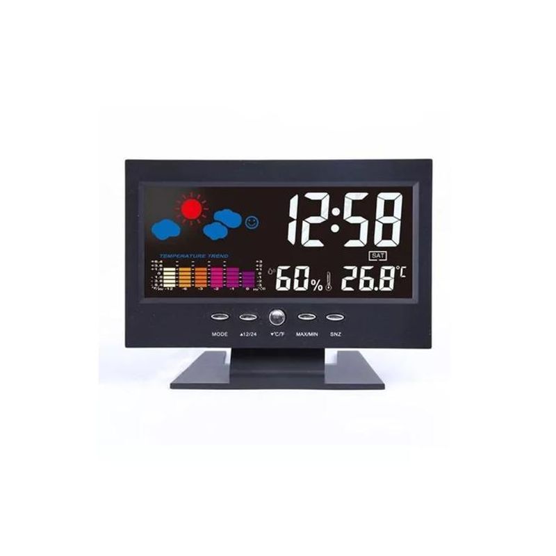 GENERICO - Reloj despertador lcd a luz temperatura color negro