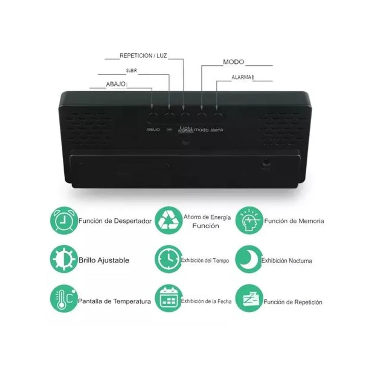 GENERICO - Reloj despertador digital led escritorio reloj alarma mes