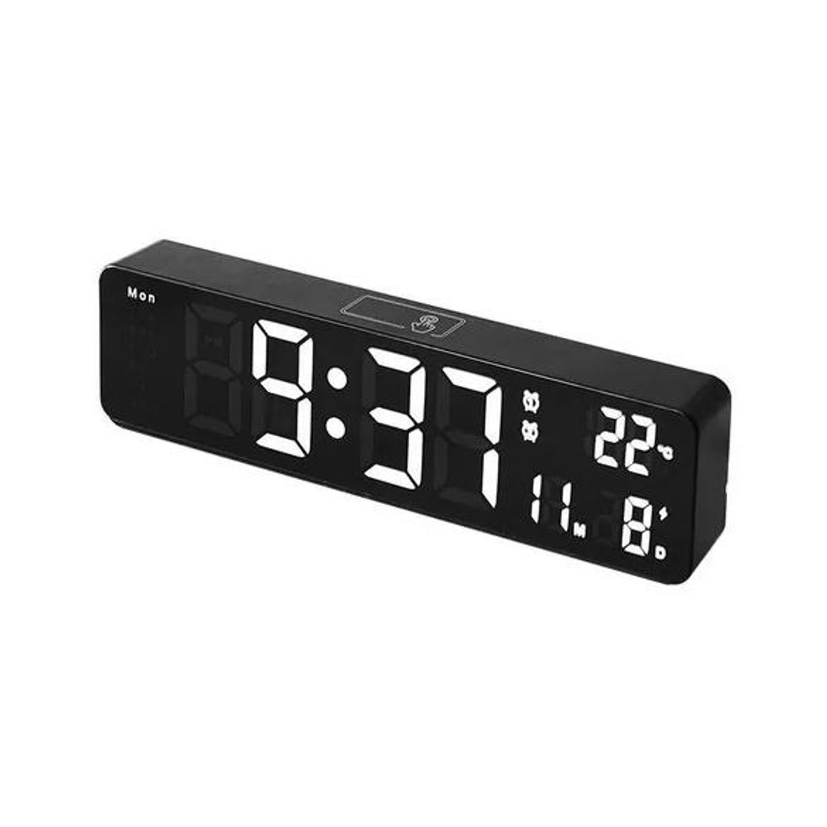 GENERICO - Reloj despertador led fecha temperatura alarma color negro