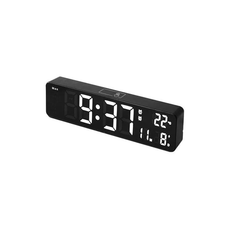 GENERICO - Reloj despertador led fecha temperatura alarma color negro
