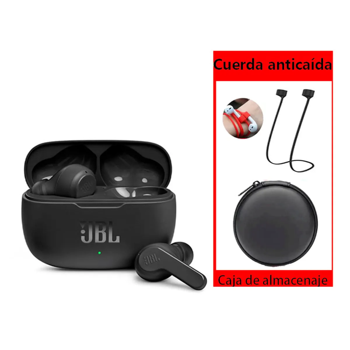 JBL - Audífonos Bluetooth JBL WAVE 200TWS - Negro y Estuche-B