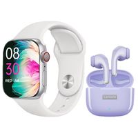 Audífonos LP40 Pro De Tws-Púrpura y Toumi Watch 2 Pro-Blanco