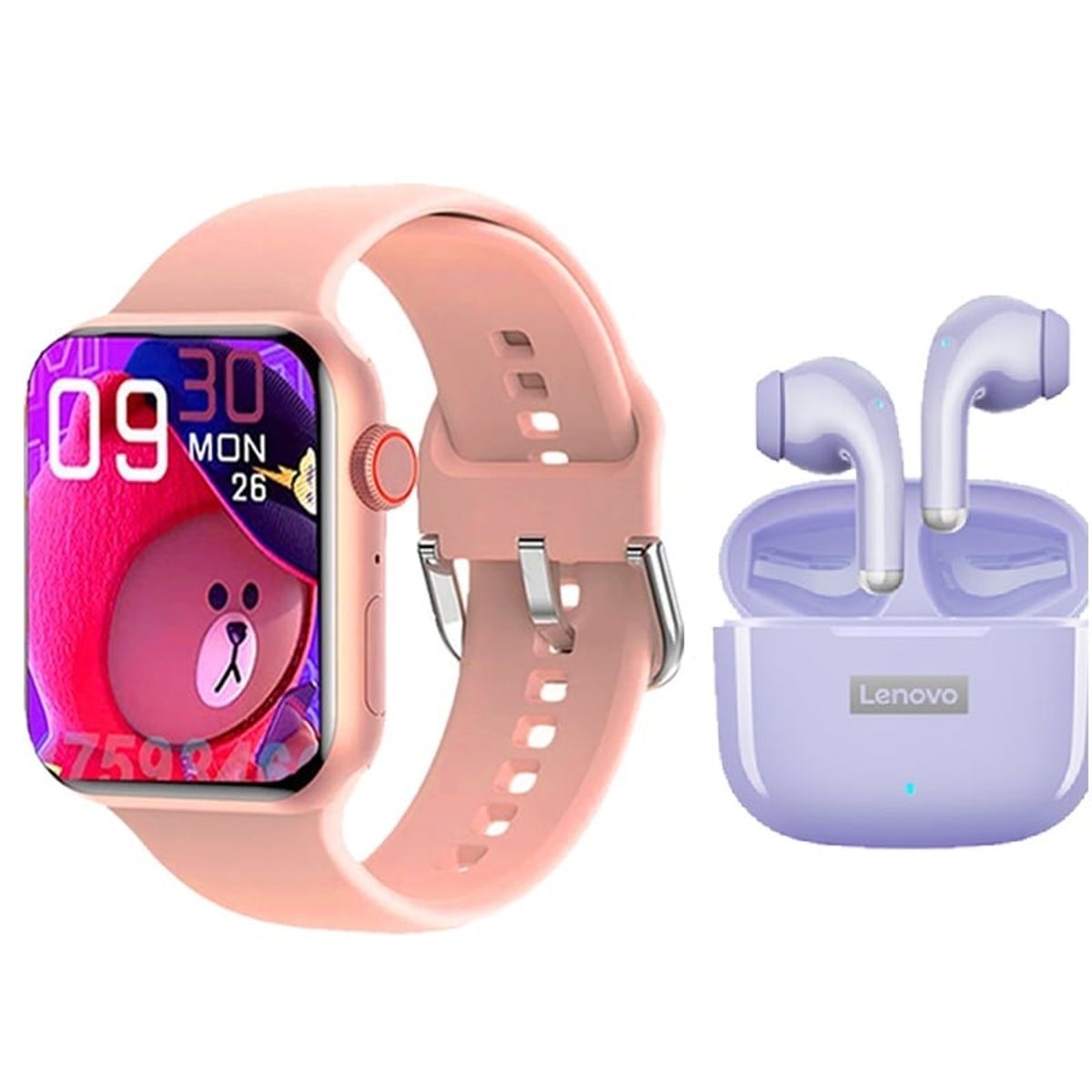 LENOVO - Audífonos Lenovo LP40 Pro De Tws-Púrpura y Toumi Watch 2 Pro-Rosa_