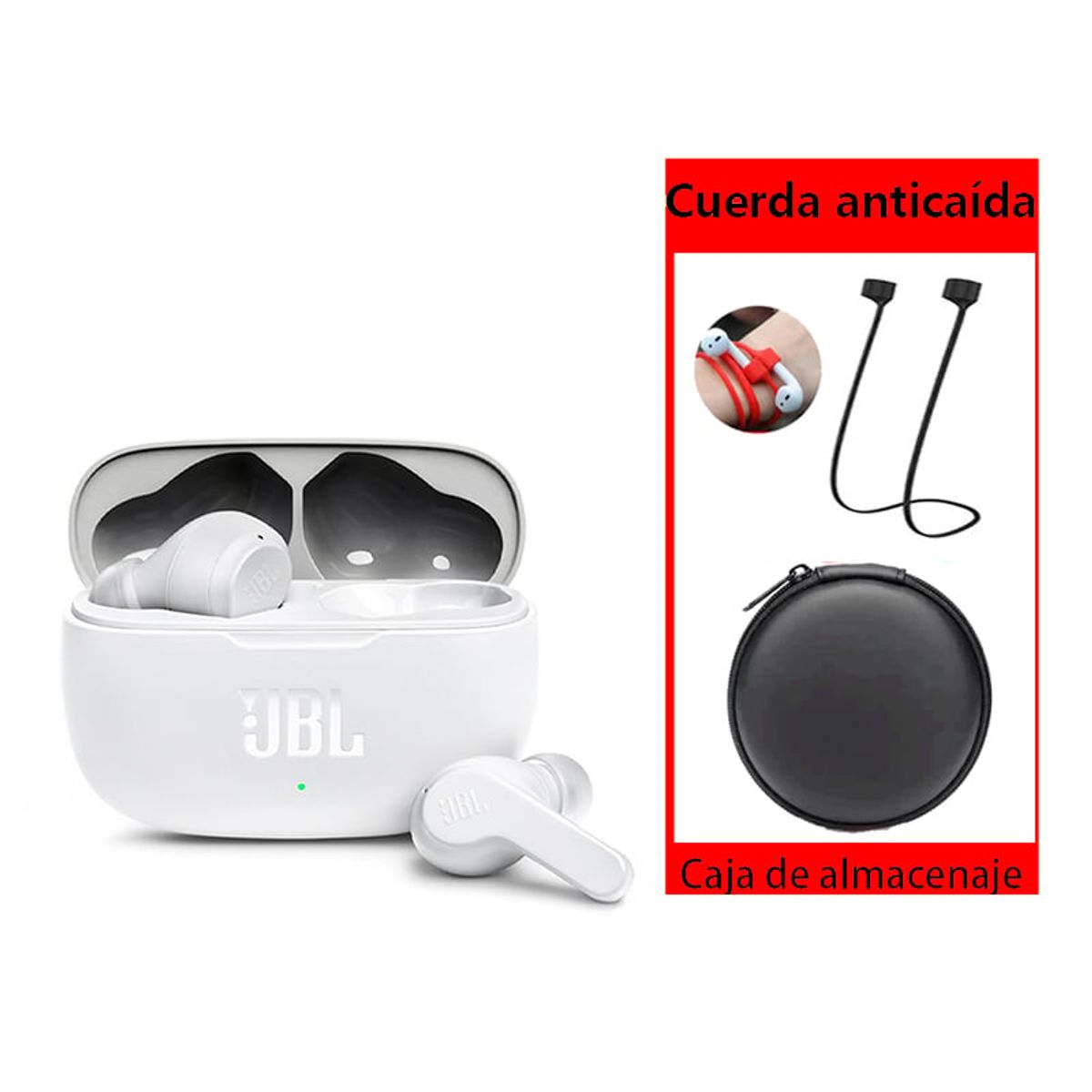 JBL - Audífonos Bluetooth JBL WAVE 200TWS - Blanco y Estuche-B
