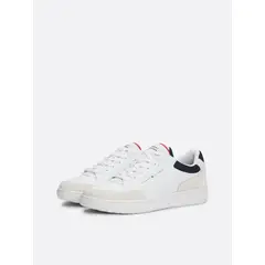 TOMMY HILFIGER - Zapatillas Basket Core De Cuero Blanco