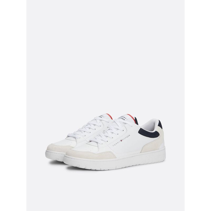 TOMMY HILFIGER - Zapatillas Basket Core De Cuero Blanco Tommy Hilfiger