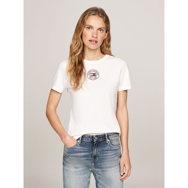 TOMMY HILFIGER - Polera Nautical Graphic Slim Fit Blanco Tommy Hilfiger