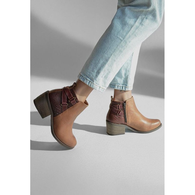 GIANI DAFIRENZE - Botin Mujer De Cuero Olga Café C5