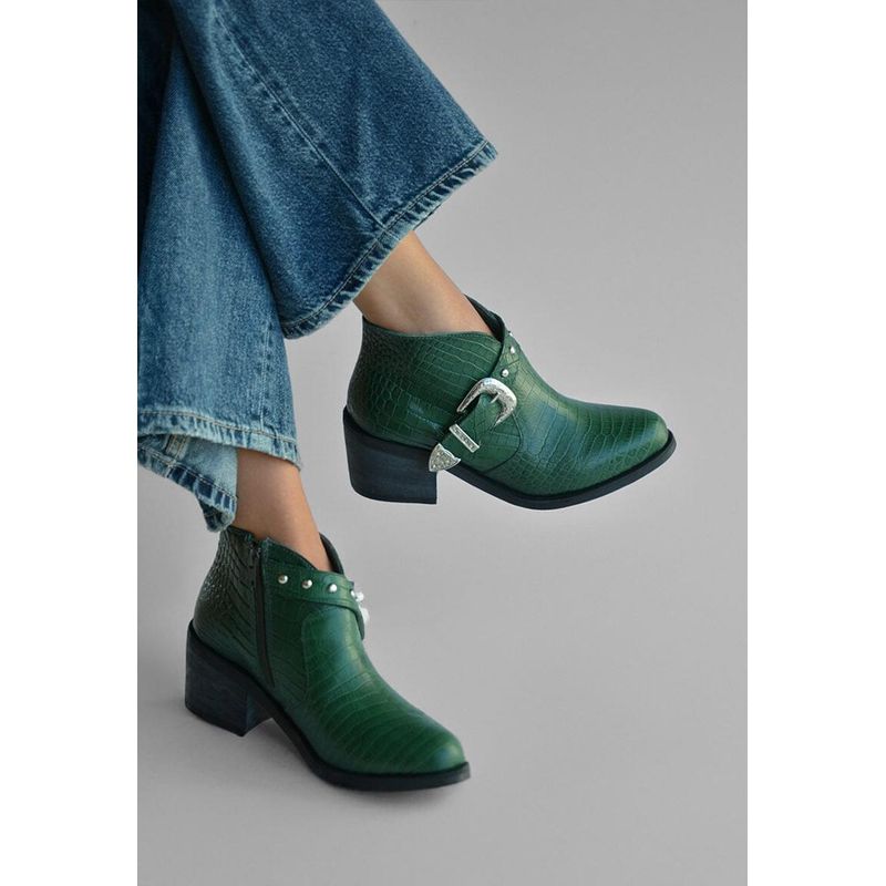 GIANI DAFIRENZE - Botin Mujer De Cuero Berta Verde C5.