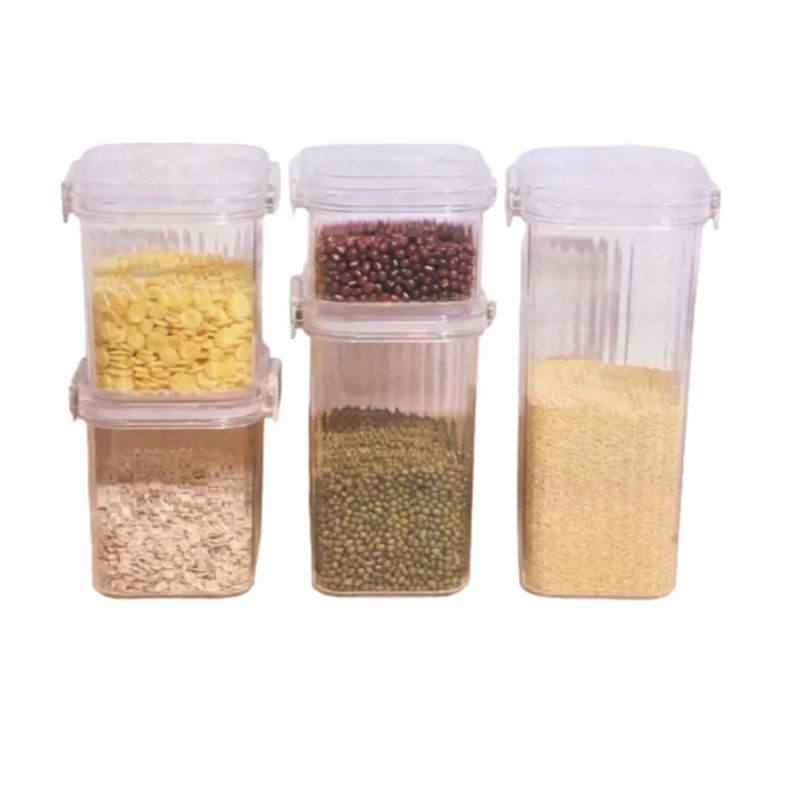 GENERICO - Set 5 Recipientes Hermeticos Almacenamiento Con Tapa Cocina