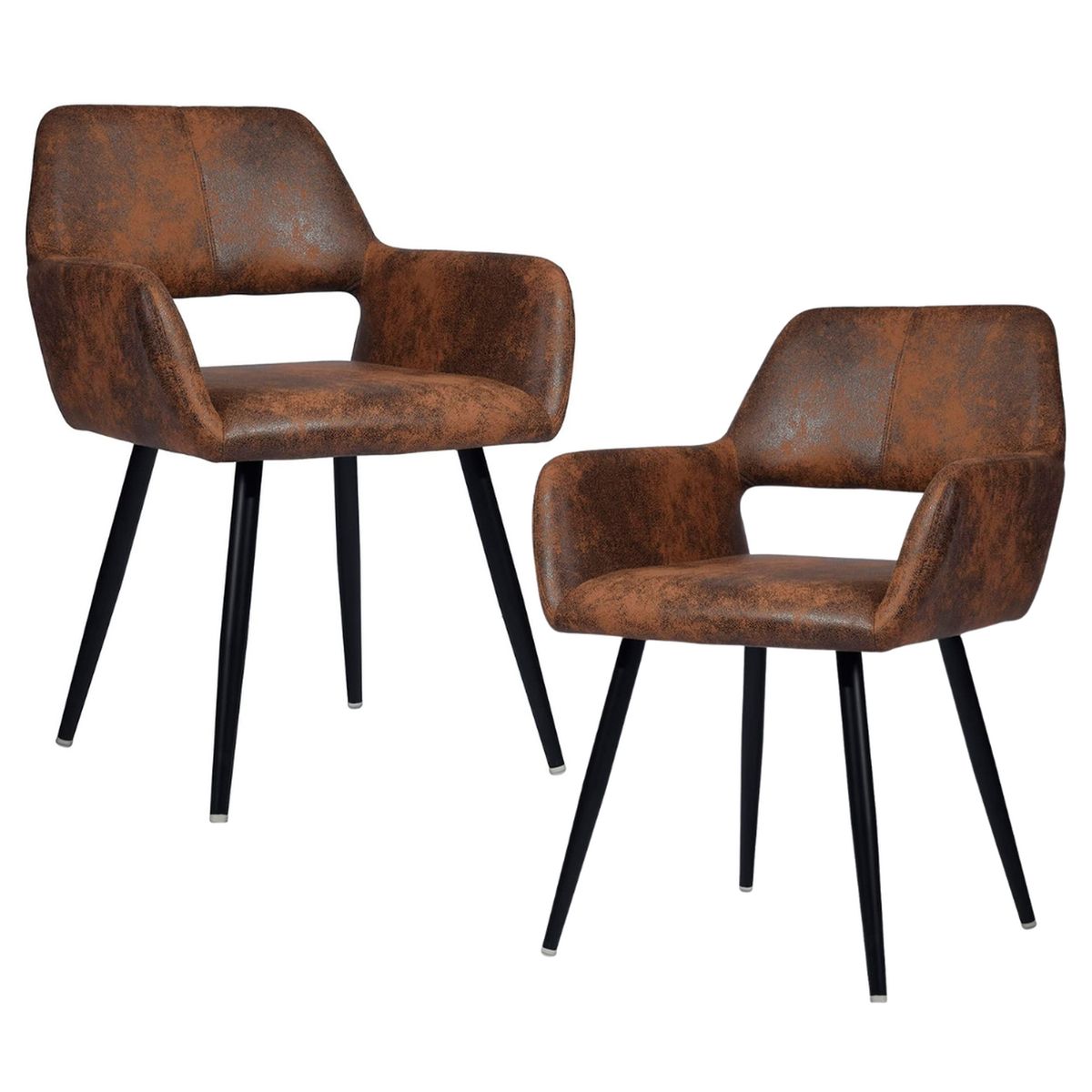 PANDALINO - Pack 2 Butaca Sitial Burgos - Ecocuero Café - Cómoda y Elegante