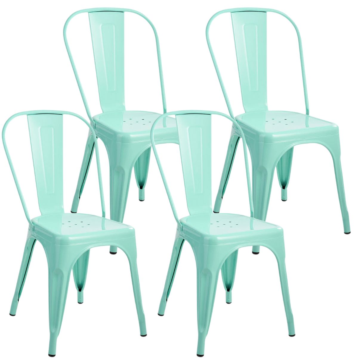 PANDALINO - Pack 4 Silla Tolix Acero Menta - Resistente para Exterior e Interior