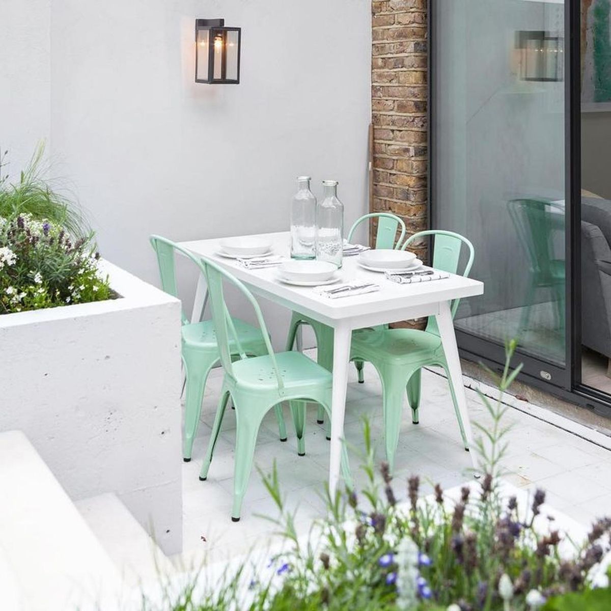 PANDALINO - Pack 4 Silla Tolix Acero Menta - Resistente para Exterior e Interior