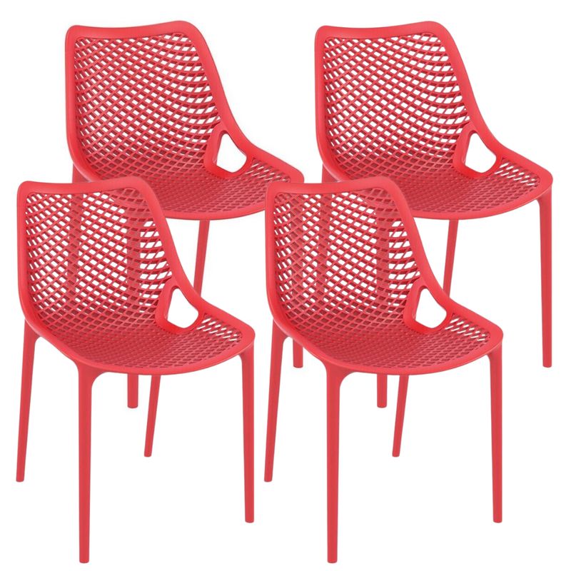 PANDALINO - Pack 4 Sillas Bardo Rojas- Resistente para Interior y Exterior