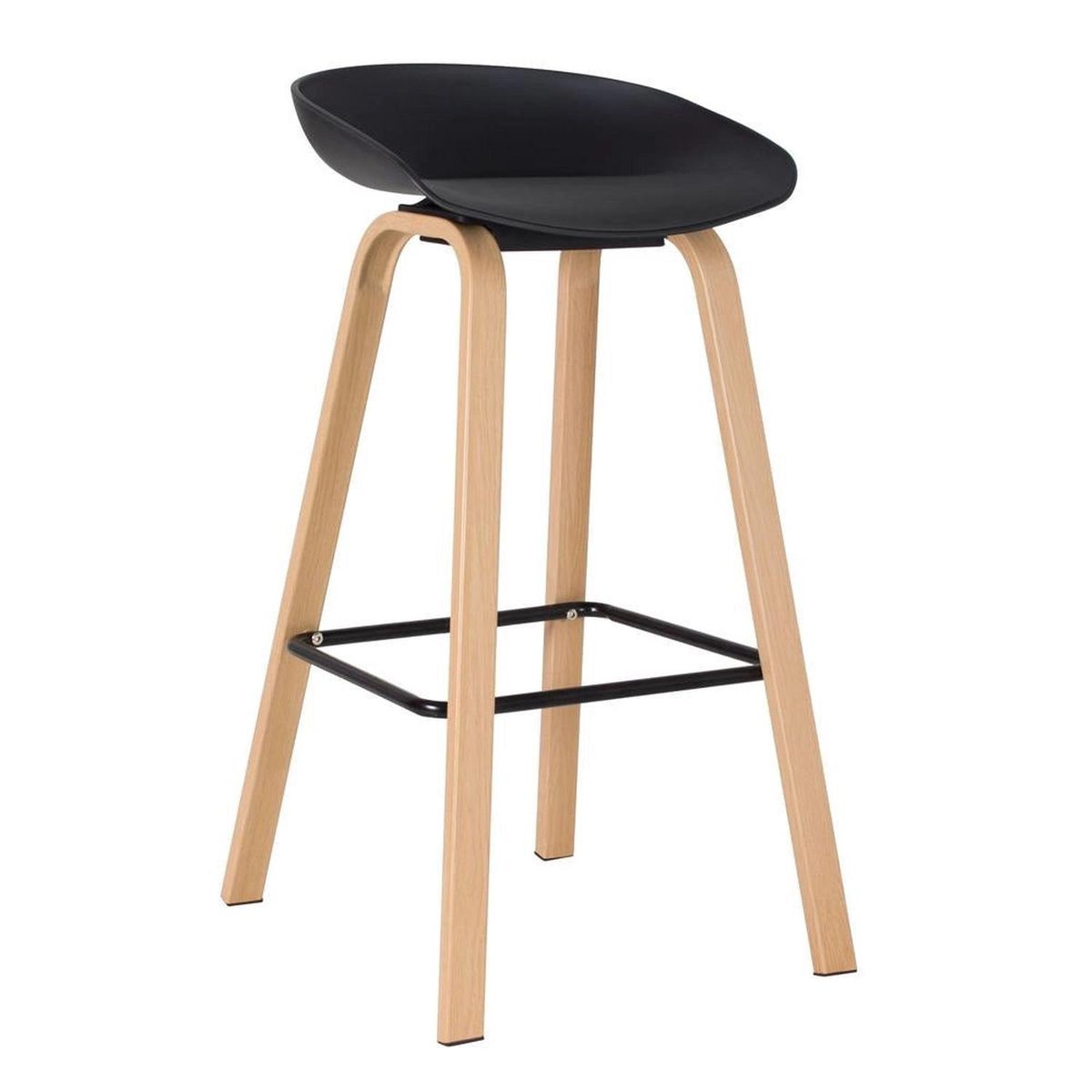 PANDALINO - Taburete Viggo 75cm Negro - Asiento Cómodo - Estilo Nórdico