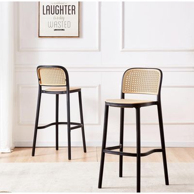 Imagen 2 del producto Pack 2 Taburete Montana Negro 65cm - Rattan Sintético, Exterior