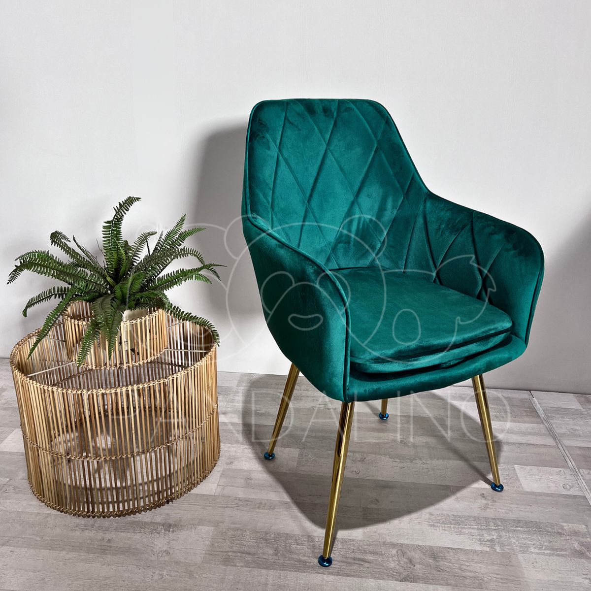 PANDALINO - Pack 2 Sillón Sitial Diamante Terciopelo Verde - Moderno y Cómodo