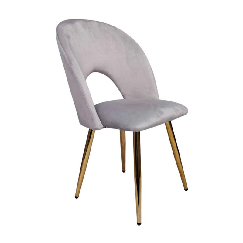 PANDALINO - Sitial Delia Gris - Terciopelo - Elegancia y Confort