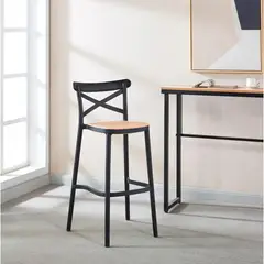 PANDALINO - Taburete Valentino Negro 65cm- Moderno y Apilable - Exterior