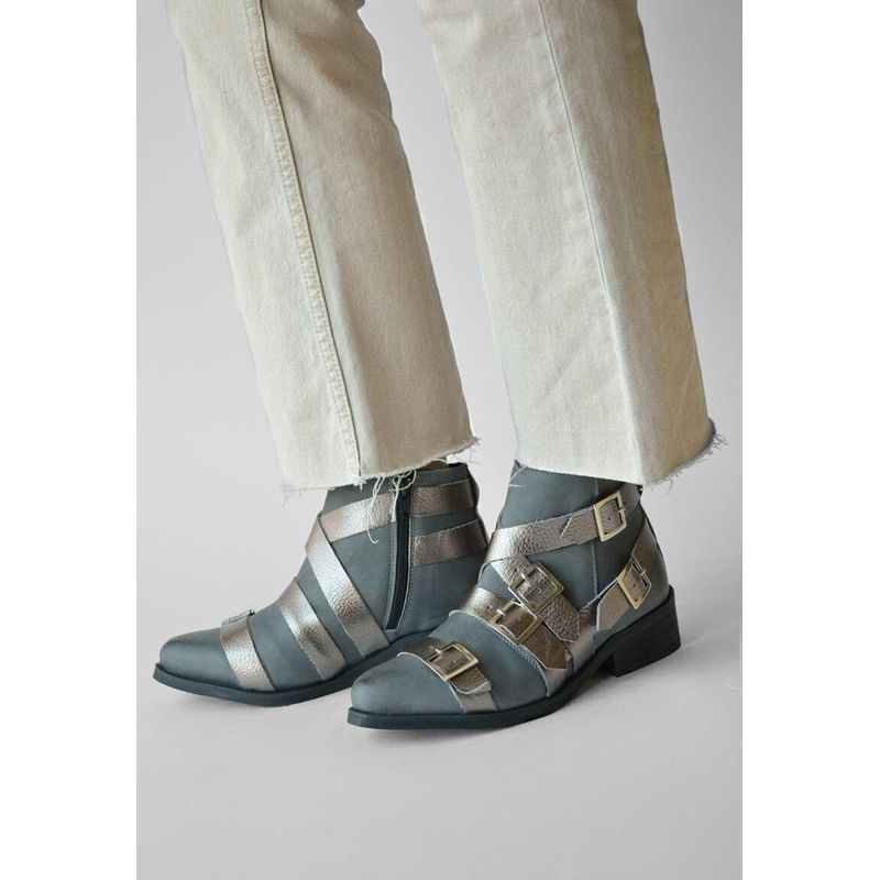 GIANI DAFIRENZE - Botin Mujer De Cuero Zaha Gris C2