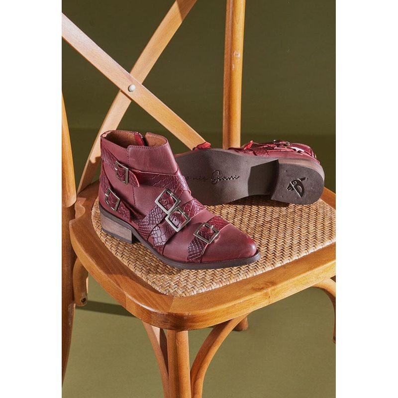 GIANI DAFIRENZE - Botin Mujer De Cuero Zaha Burdeo C3.
