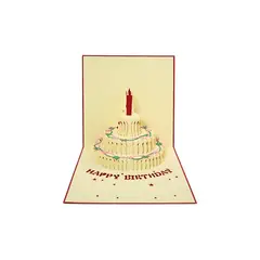 SOLEIO - Tarjeta Plegable Pastel De Cumpleaños Con Efecto 3d Roja