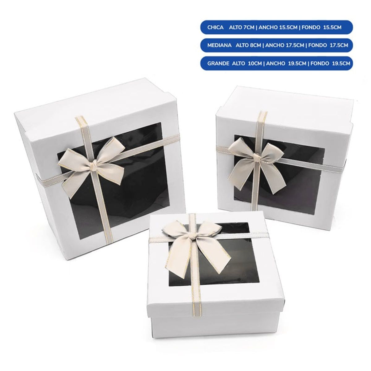 GENERICO - CAJA CUADRADA TRIPLE VENTANA BLANCO X1 UNI