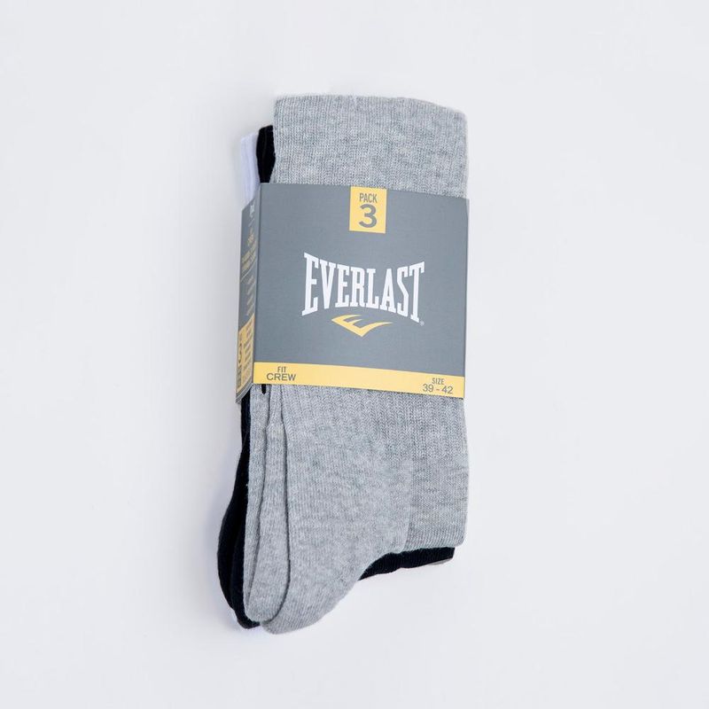 EVERLAST - Tripack Calcetines Crew Negro-Blanco-Gris Everlast - Gris