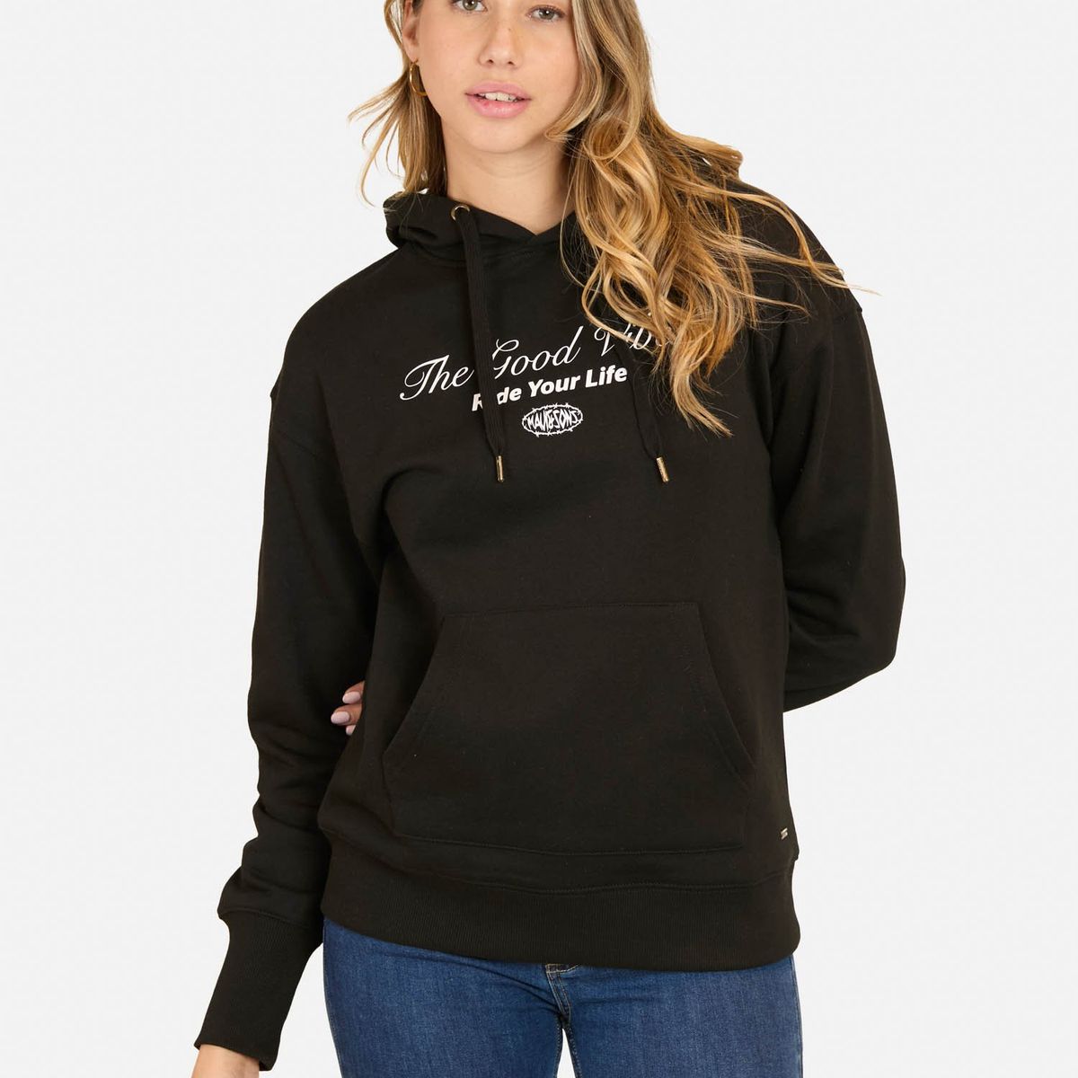 MAUI AND SONS - Poleron Canguro Pacific Negro Mujer Maui And Sons - Negro