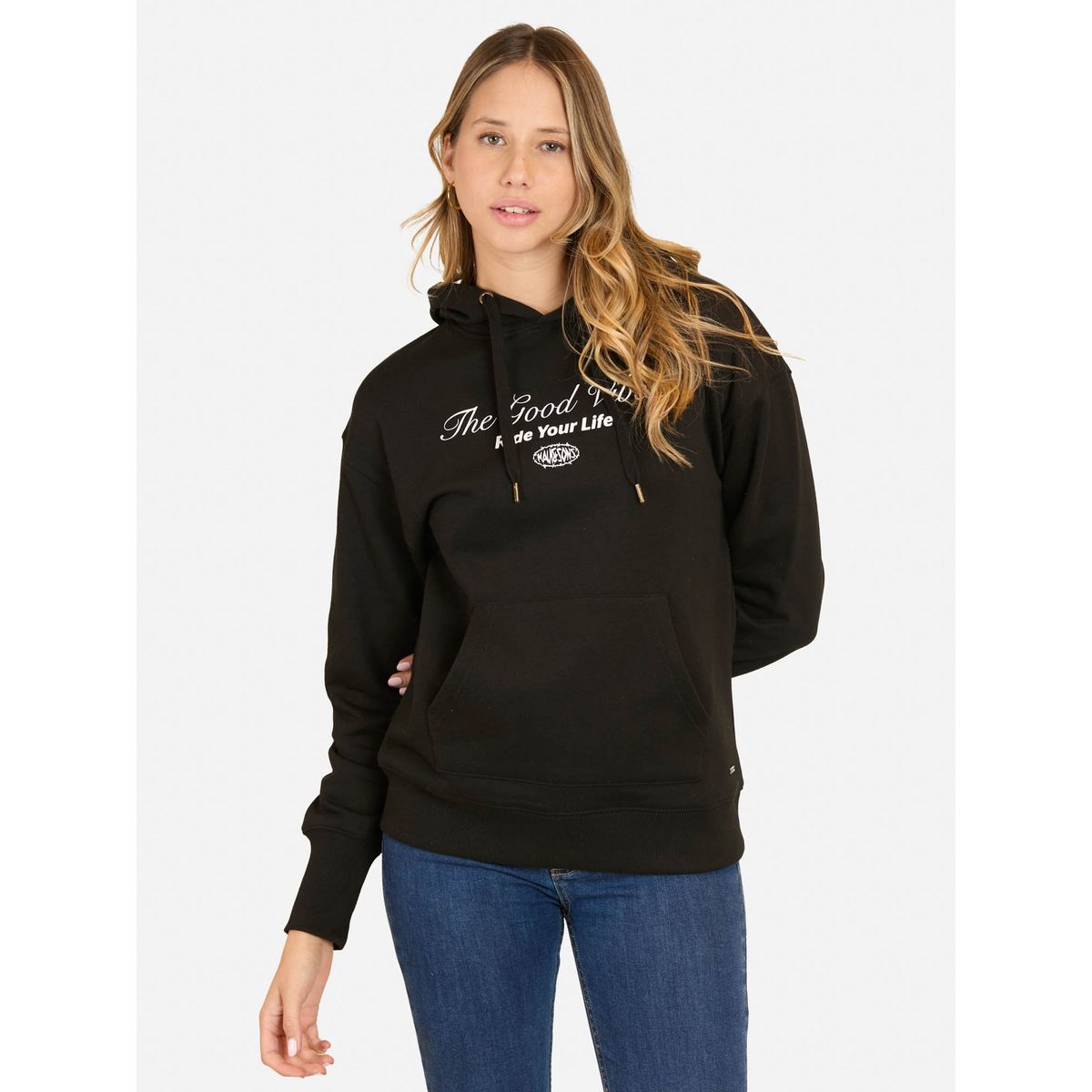 MAUI AND SONS - Poleron Canguro Pacific Negro Mujer Maui And Sons - Negro