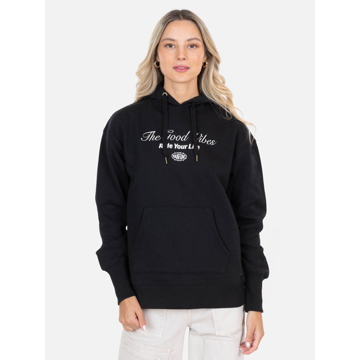 MAUI AND SONS - Poleron Canguro Reef Negro Mujer Maui And Sons