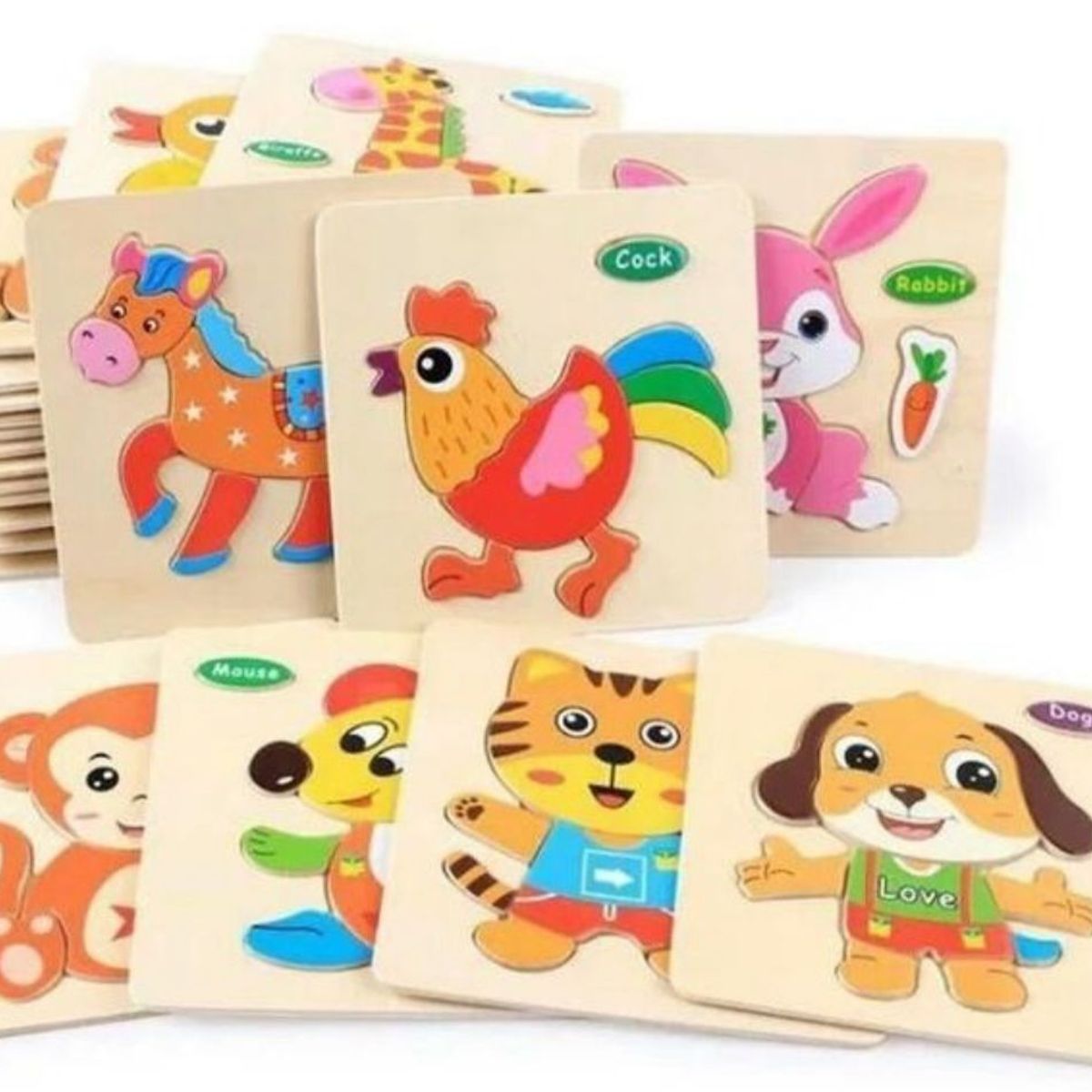 GENERICO - Pack 2 Rompecabezas De Madera Para Niños Pequeños