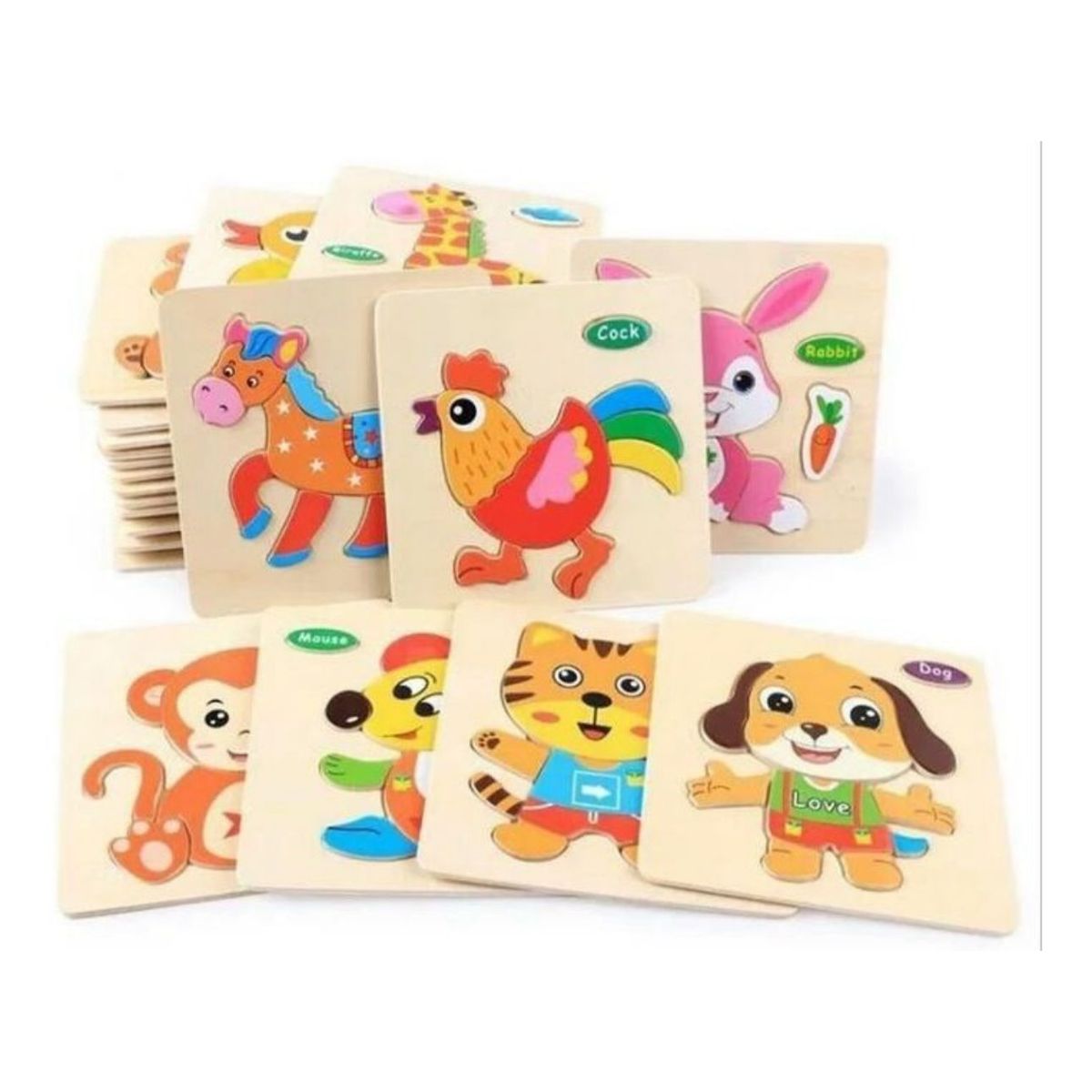 GENERICO - Pack 2 Rompecabezas De Madera Para Niños Pequeños