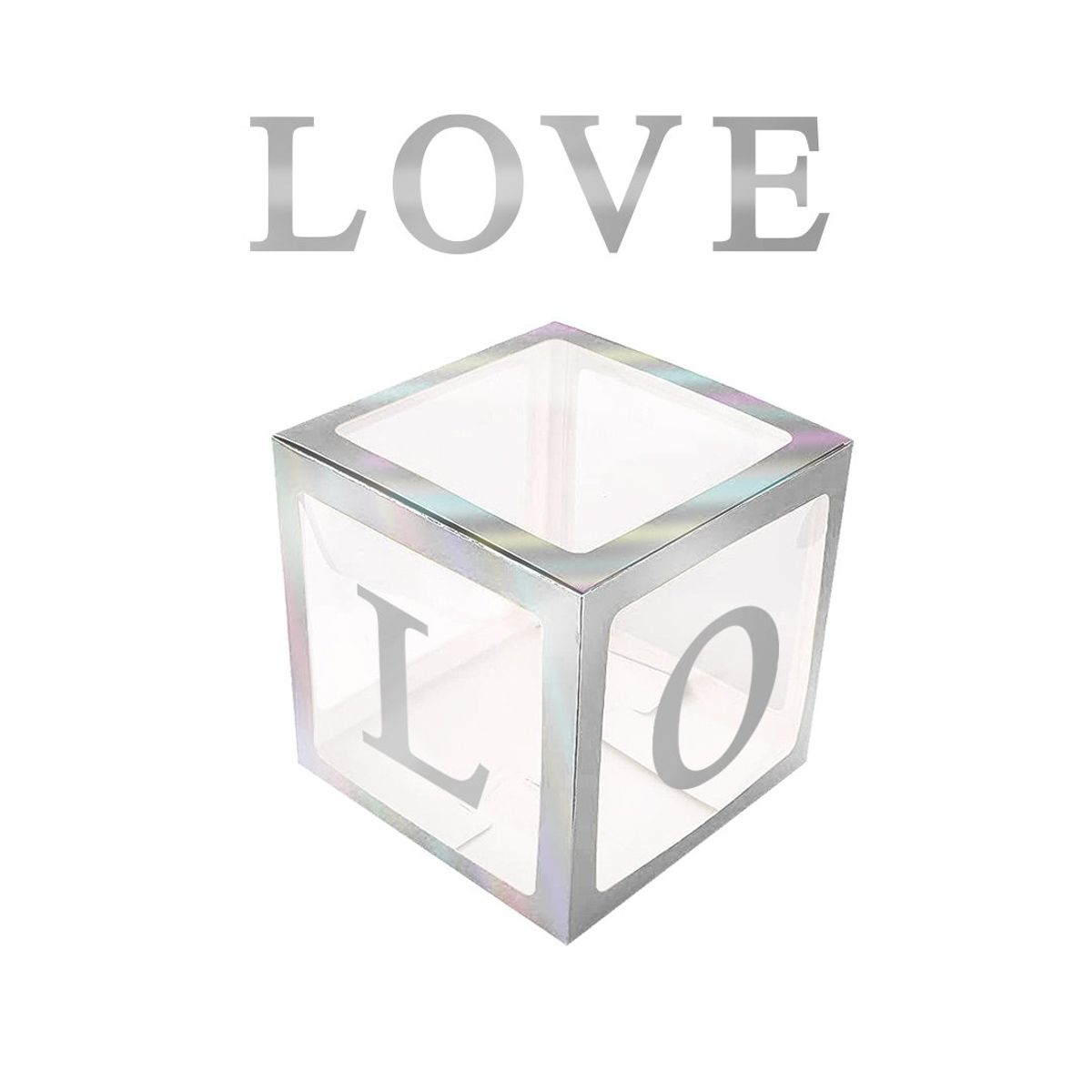 GENERICO - CAJA DECO 31 X 31 LOVE METALIC PLATEADO X1 UNI