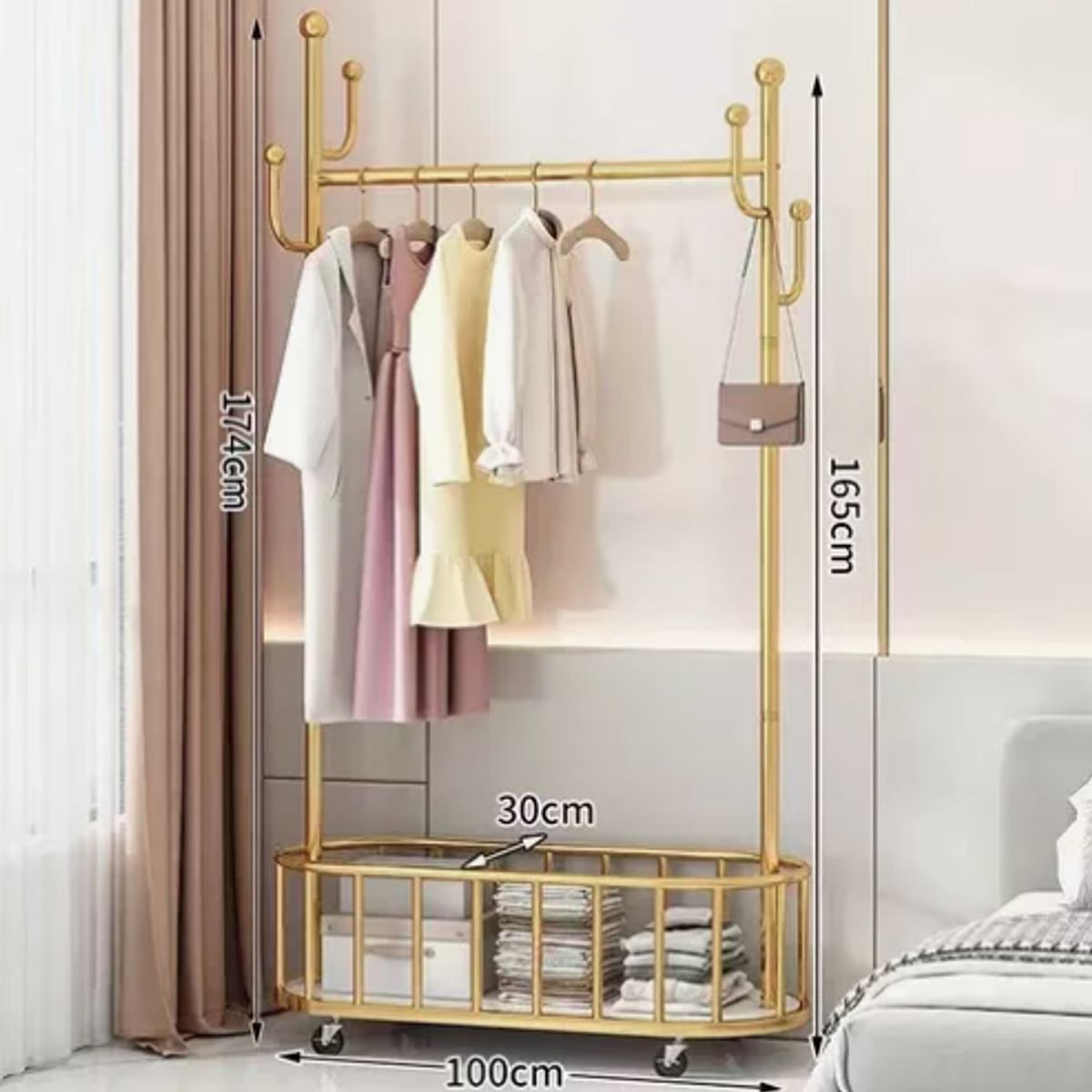 IDEEHOUSE - Perchero Exhibidor Con Ruedas Tendedero De Ropa