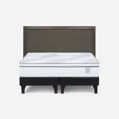 ROSEN - Cama Europea Neo Plus 2 Plazas BD + Respaldo Nolita Café