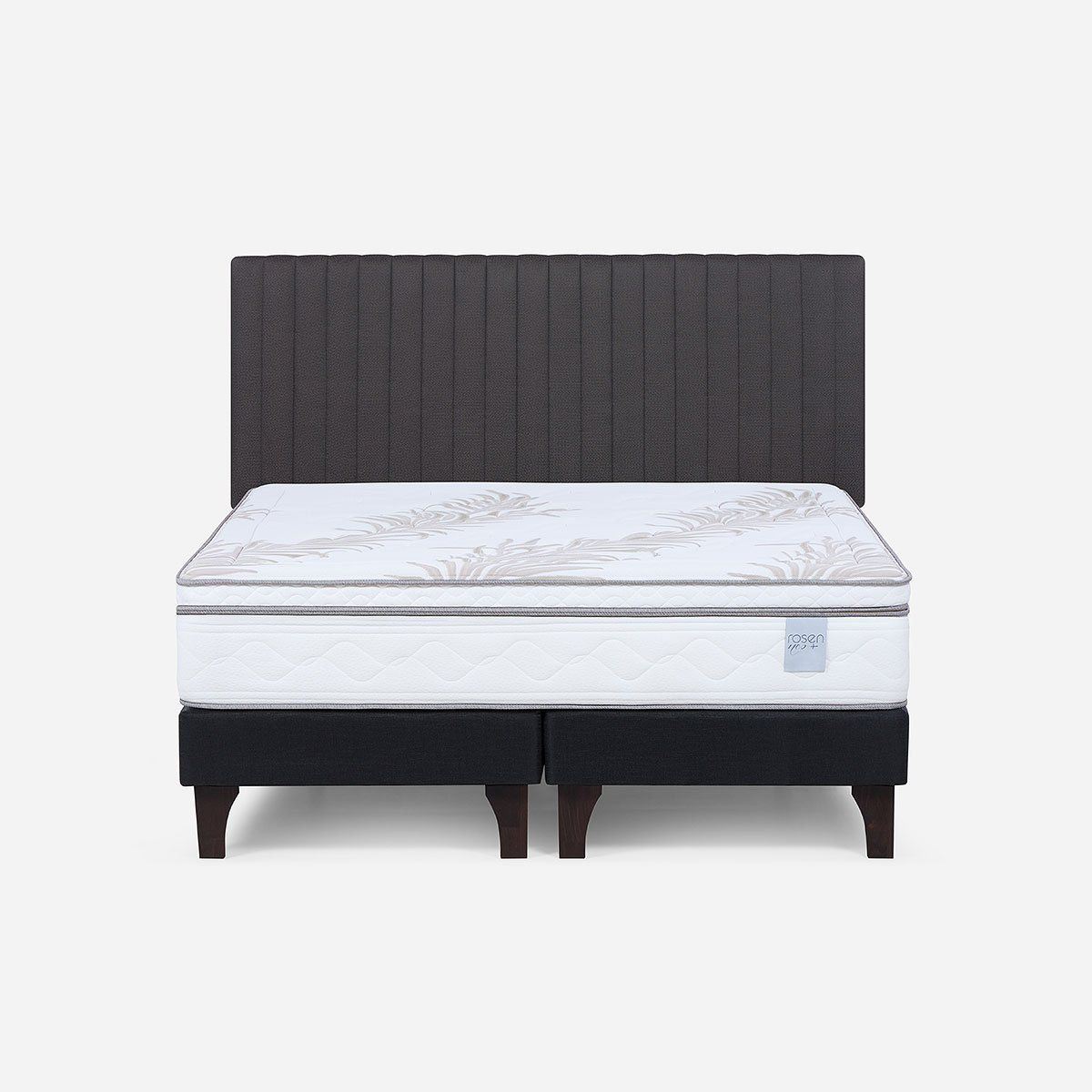 ROSEN - Cama Europea Neo Plus 2 Plazas BD + Respaldo Lucio Grafito