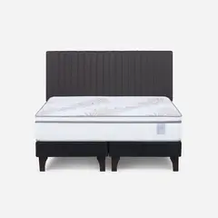 ROSEN - Cama Europea Neo Plus 2 Plazas BD + Respaldo Lucio Grafito
