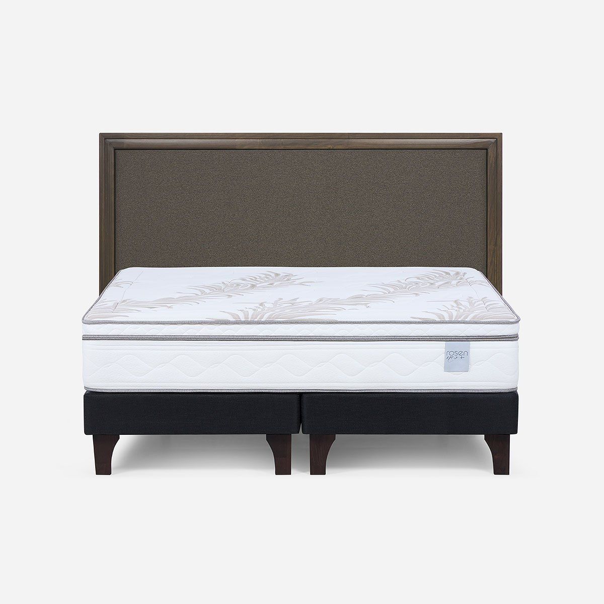 ROSEN - Cama Europea Neo Plus King BD + Respaldo Nolita Café