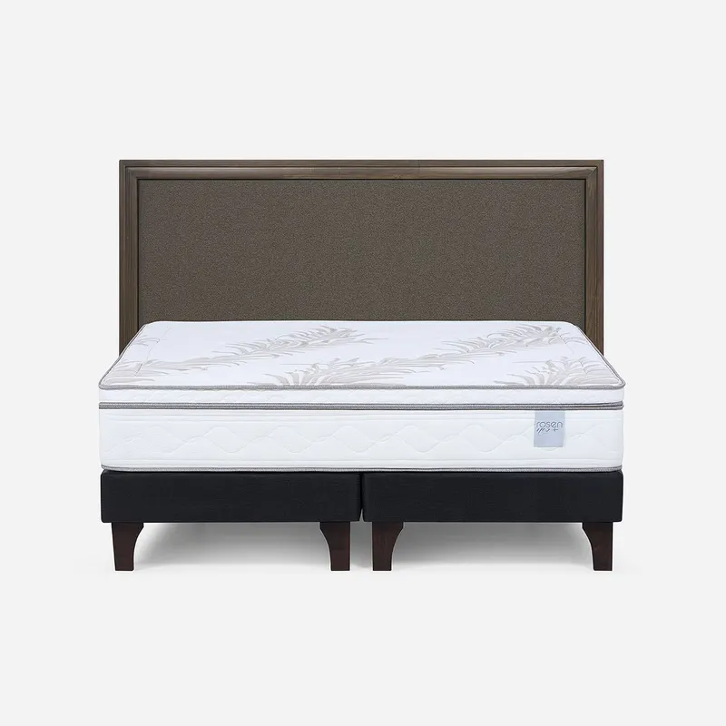 ROSEN - Cama Europea Neo Plus King BD + Respaldo Nolita Café