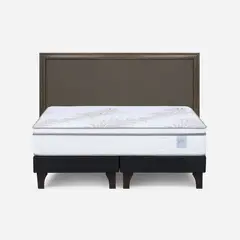 ROSEN - Cama Europea Neo Plus King BD + Respaldo Nolita Café