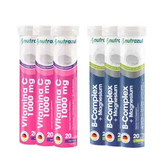 NUTRAZUL - Bcomplex - Magnesio (3) + Vitamina C 1000 mg (3) - Pack 6 unidades..